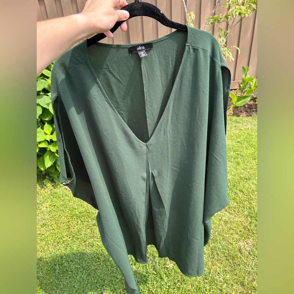 Ellos Green Dolman Sleeve Blouse Relaxed Boxy Style